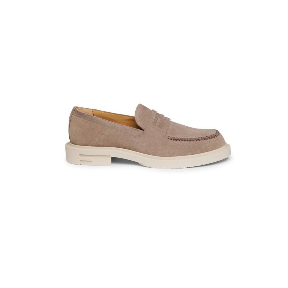 $1,195 NIB Fendi Beige Frame Suede Slip On Rubber Sole Loafers Size 12 D